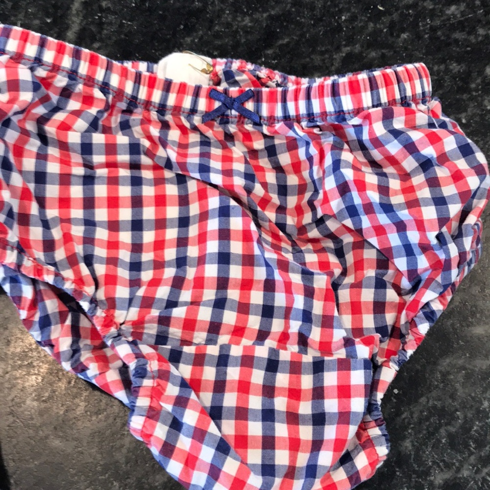 Baby Gap Vintage Rare Checkered dress white blue plaid flag & bloomers - Picture 6 of 8